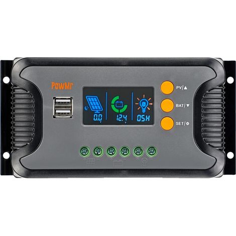 Controlador de carga solar PWM, detección automática de voltaje, compatible con múltiples baterías, 30 A (1/2)