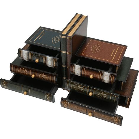 Serre-livres rétro avec tiroirs, support pour étagère, décoration intérieure (1/5)