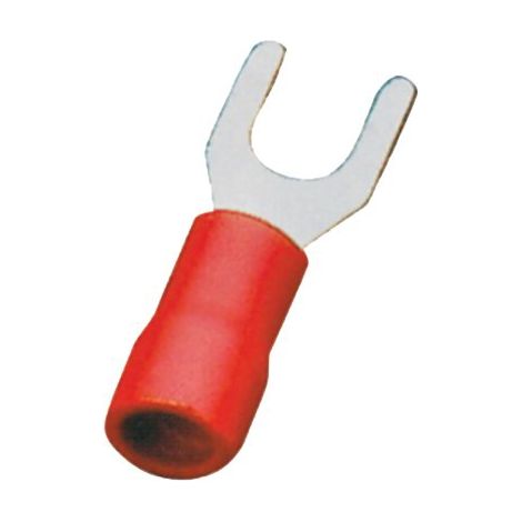 TERMINALE A FORCELLA A STRINGERE - ROSSO X CAVO MMQ 1,5/2,5 FORO MM 6,3 CF=PZ 20- 12 confezioni
