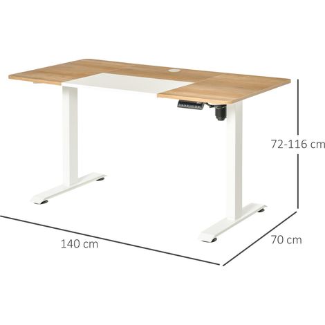 Höhenverstellbarer Schreibtisch Elektrisch 140 x 70 cm Computertisch mit 4 Memory-Steuerung, 4 tlg. Tischplatte, Steh-Sitz Tisch mit Anti-Kollision, Überhitzungsschutz Weiß (1/5)