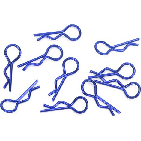 Lot de 10 pinces métalliques en forme R pour carrosserie de RC, bleu, compatibles 1/5 1/6 1/8 1/10 (1/5)