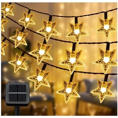 Solar Star Garland 7M 50 LED - 8 Modes for Garden/Christmas (Warm White) Outdoor