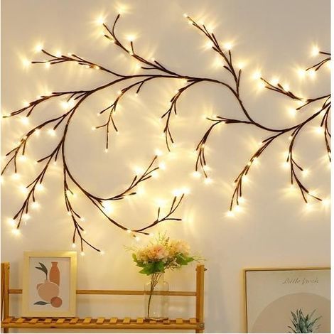 Lumières en rotin Appliques murales d'intérieur de Noël Lumières de branches de plantes artificielles Lumières de décoration murale (blanc chaud) (1/5)