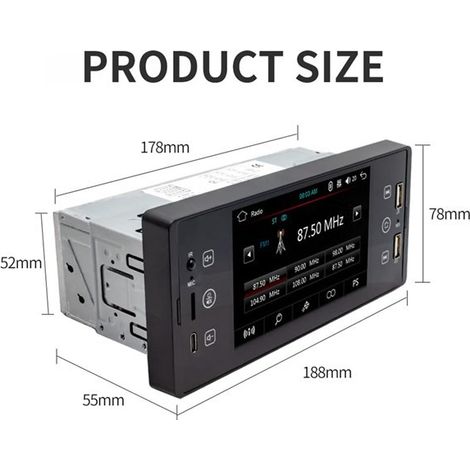 Nouveau lecteur MP5 de voiture de 5 pouces avec musique Bluetooth, écran vidéo haute définition, caméra de recul et autoradio multifonction. (1/4)