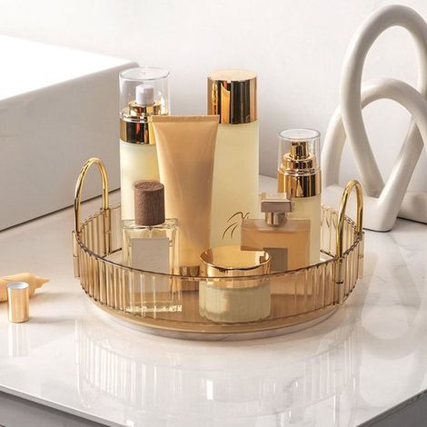 Mensola portaoggetti, mensola per cosmetici da toeletta, mensola portaoggetti girevole a 360° per il bagno, ampia mensola portaoggetti per prodotti per la cura della pelle (1/5)