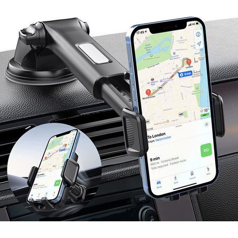 Support Téléphone Voiture [Super Ventouse] Porte Telephone Voiture Ventouse Accessoire Voiture Rotatif à 360 degrés Accroche Telephone Voiture Pare-Brise Tableau de Bord pour iPhone Android S (1/4)