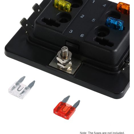 Support de boîte à fusibles à Mini lame 6 voies, APM ATM 5A 10A 25A pour voiture, bateau, tricycle marin 12V 24V (1/4)