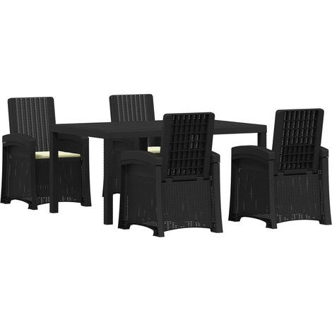 Conjunto de Comedor de Jardín 5 uds. Antracita y Crema PP vidaXL (1/5)