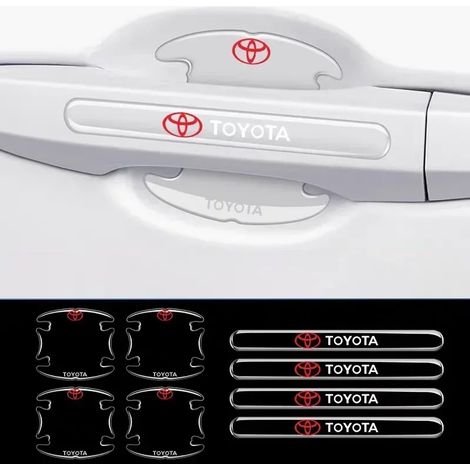 (Transparent) 8 pièces Film adhésif transparent anti-collision pour poignées de porte de voiture, compatible avec Toyota Corolla, Camry, CHR, Yaris, Hilux et Rav4 (1/4)