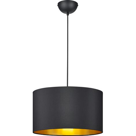 Lampada a Sospensione da Interno  E27 in Tessuto Nero Opaco (1/2)