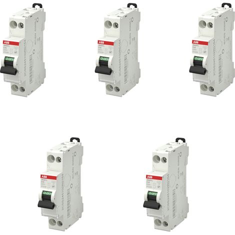 ABB – Lot de 5 disjoncteurs unipolaires 16A – Courbe C – Raccordement à vis – Pouvoir de coupure 4,5kA – Pour petits bâtiments (1/3)