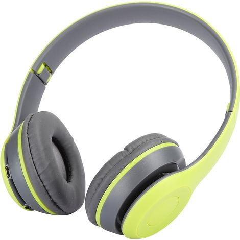 Casque sans fil Bluetooth supra-auriculaire pliable avec son stéréo, réduction de bruit, idéal pour les jeux et la musique FM (vert) (1/5)