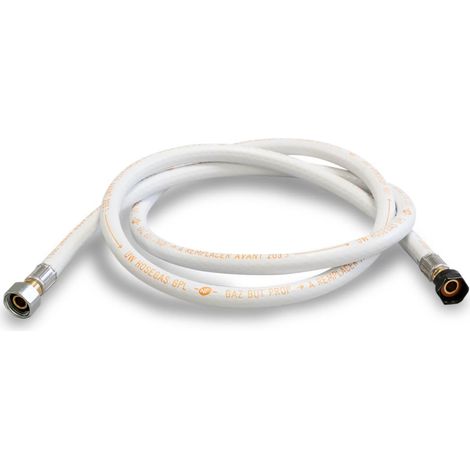 Kemper – Tuyau gaz butane/propane souple 2.00 m – Raccords à visser 20/150 et G1/2 – Caoutchouc flexible pour réchauds et barbecues