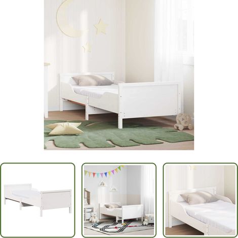 vidaXL Lit moderne - Cadre de lit avec matelas Blanc 80 x 200 cm Bois de pin massif (1/5)