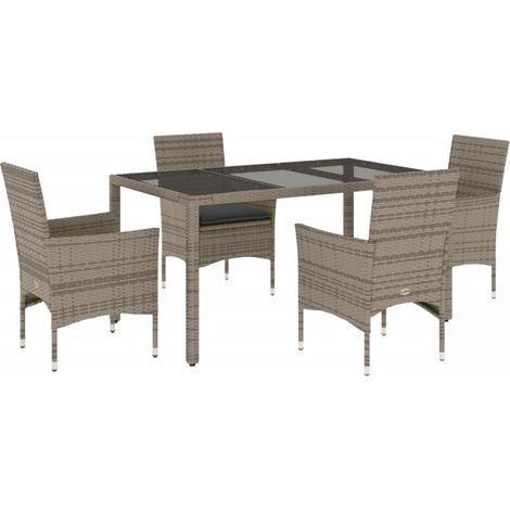 Maison Exclusive - Set comedor jardín 5 pzas y cojines ratán sint (1/5)
