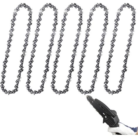 5 Pièces 15,24 cm Chaîne de Mini Tronçonneuse, Petite Chaîne Tronçonneuse Remplacement pour Mini Tronçonneuses Main Fil, Lame Tronçonneuse Acier pour Taille Arbres (37 Maillons Entraînement) (1/5)