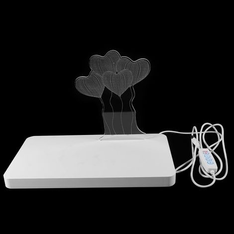 Veilleuse USB avec Base Bois Lampe Cœur Acrylique Changeant (1/5)