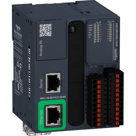 Contrôleur Modicon M221 16E/S relais Ethernet ressort - TM221ME16RG (1/5)