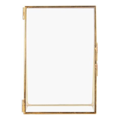 QORVA-Messing Retro Glas Metall Desktop Fotorahmen Halterung Kupferstreifen Metall Fotorahmen (4  6 Zoll)
