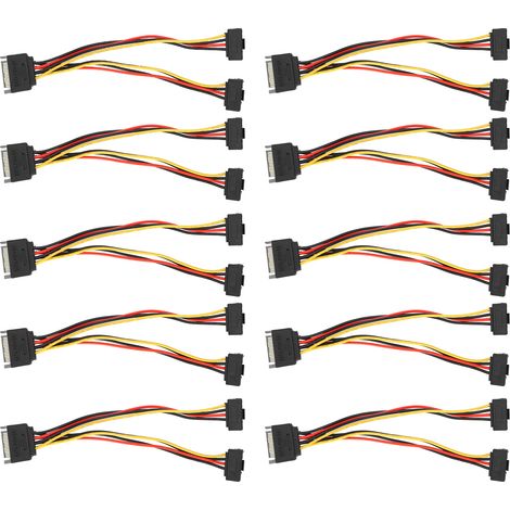 Adaptateur Secteur SATA 15 Pins 1 Mâle à 2 Femelles Angle Droit pour Disque Dur - 10 Pièces (1/5)