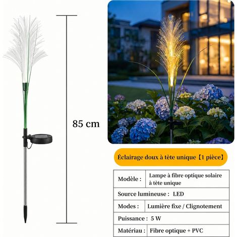 Lampe solaire sur piquet motif roseau à fibre optique 1 tête lumière chaude 800 mm réf 4544 400 g – Livraison gratuite
