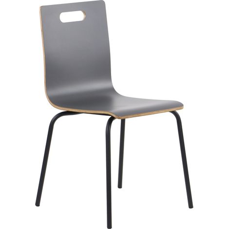 Silla de madera contrachapada gris con estructura negra. Modelo: werdi A. (1/5)