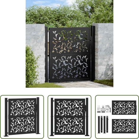 vidaXL Stahl Tor -  Gartentor Schwarz 100x100 cm Stahlblatt-Design