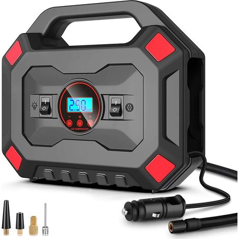 Compresseur d'air portatif automatique 12V, 120W, 120 psi, 30 L/min – DELKEVIC (1/4)