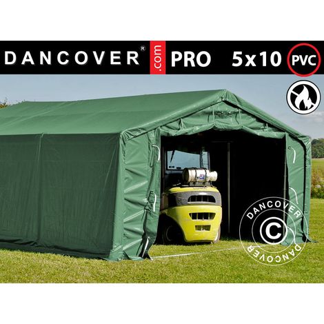 Carpa grande de almacén PRO 5x10x2x3,39m, PVC, Verde - Dancover (1/2)