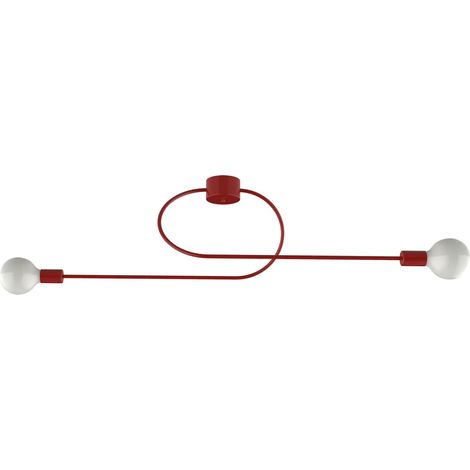 LUMICOM  DUETTO Plafoniera, 2X E27, max 42W, metallo, rosso lucido, L100cm (1/2)
