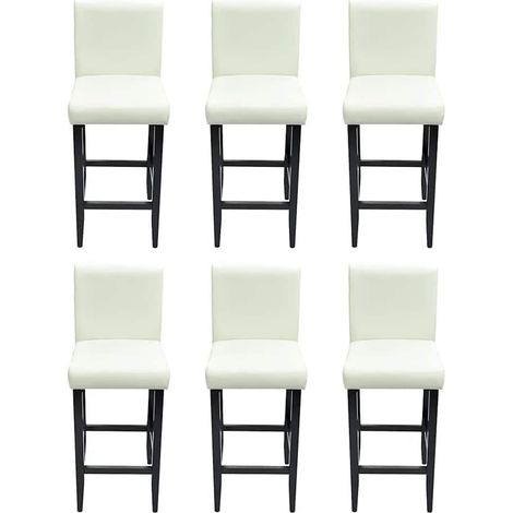 Maison Exclusive - Barhocker 6 Stk. Weiß Kunstleder (1/5)