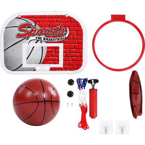 Kit panier de basket mini intérieur enfants, panneau et cerceau mural, fixation porte, jouet pour enfant (petit modèle) (1/5)