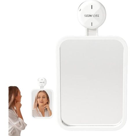 Miroir de salle de bain antibuée - miroir de douche à ventouse Facile à installer, convient aux lavabos et à l'entretien quotidien. (1/4)