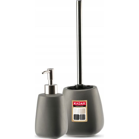 KADAX Ensemble de Salle de Bain Distributeur de Brosse WC Gris (1/5)