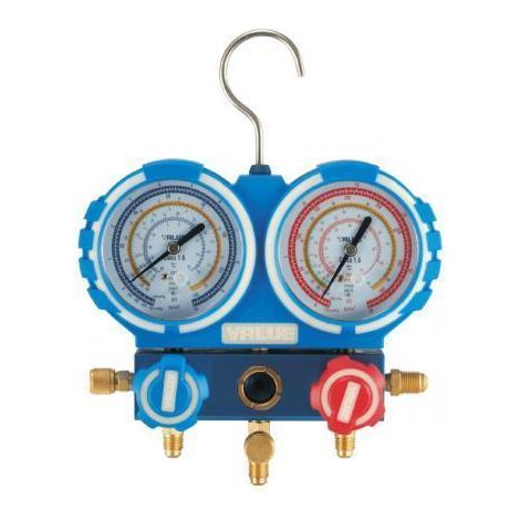 Manometro Analizador 2 Vias Aluminio Anticolision 68mm Con Visor R32, R407C, R410A