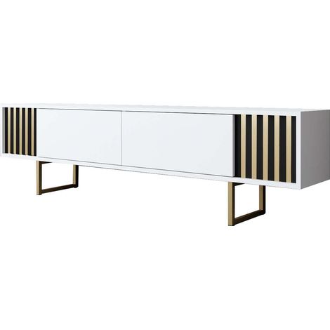 Mueble TV, mesa TV, mueble bajo. Stand Blanco Gold