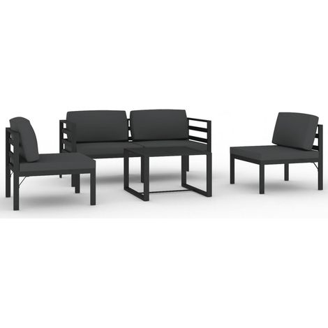 Salon de jardin 5 pcs Contemporain, Ensemble repas de jardin, avec coussins Aluminium Anthracite OIB2779E (1/5)