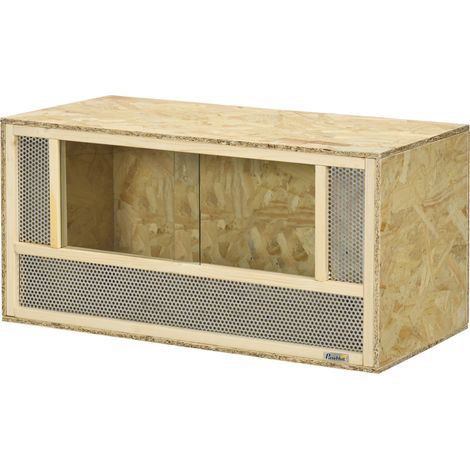 Terrarium en bois OSB pour reptiles et batraciens avec porte coulissante en verre 80 x 40 x 40 cm
