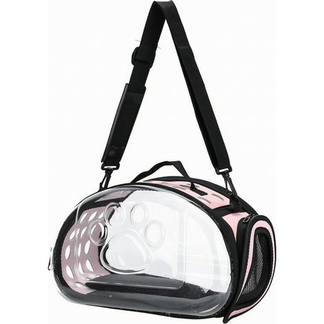 Sac de transport pour chat et chien - Léger et respirant - Sac à main avec bandoulière - Pour voyage, avion, train et voiture - 36x20x22 cm-Rose (1/5)