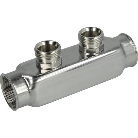 Collecteur chauffage inox pour radiateur, 2 circuits, femelle 1'' (26/34) - mâle 3/4'' EK (20/27) - Itap