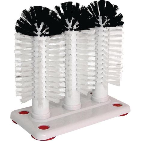 1 - Rondelle Pour Verre - Brosse De Lavage Manuel - Profondeur 160 mm Avec Ventouse - Pour Bar Et Cuisine - Noir - 16,5x15,5x10 cm