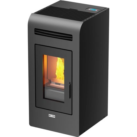 stufa a pellet canalizzata canadian stove "vancouver 14c" grigio 12,5 kw
