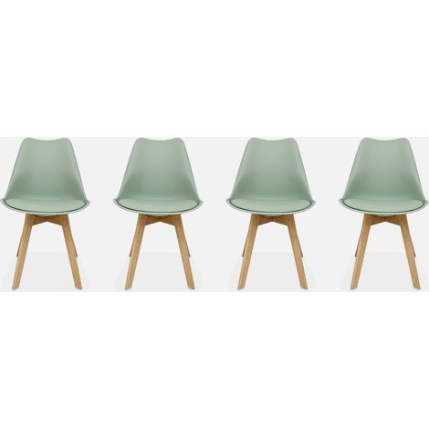Silla escandinava con patas de madera de haya, set de 4