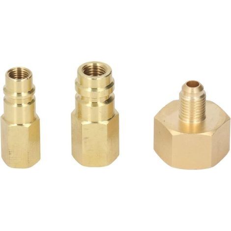 Adaptateur de climatiseur, pièces de conversion pour adaptateur de rénovation, raccord doré haut/bas, interrupteur haute résistance, filetage femelle 1/4 po, cuivre pour R134A (1/4)