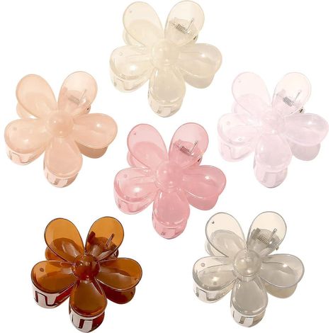 lot De 7 Pinces Cheveux Grande Taille Pinces Cheveux Fleur Mat Mignon Anti-drapant Barrette Barrette Pinces En Plastique Pour Cheveux Fins Et Pa (1/5)