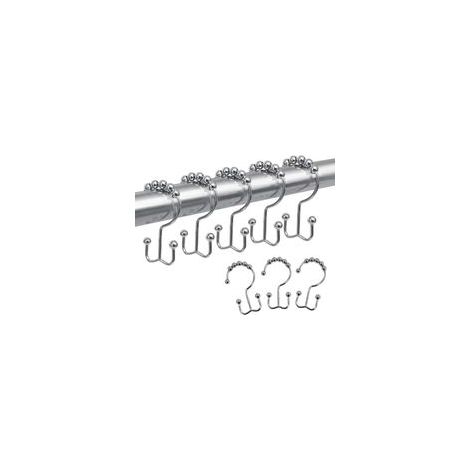 Duschvorhangringe, robuste Edelstahl-Gardinenaufhänger, poliertes Chrom, für Badezimmerfensterstangen und Gardinenfutter, 12 Stück (Silber) - Crezuo