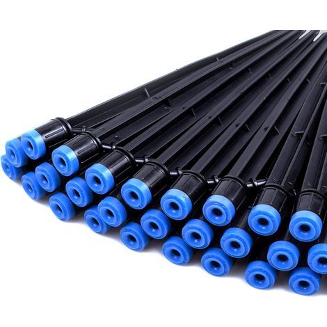 Pack of 50 fan-shaped drip emitters with stake, adjustable water flow for 6.35 mm irrigation tubing, 360-degree sprayer (1/5)