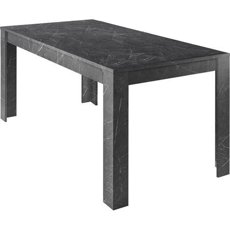 PIRALIA - Table Repas Extensible Aspect Marbre Gris Anthracite (1/4)