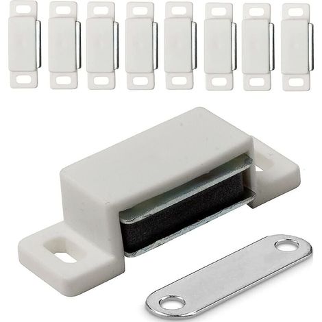 Loquets magnétiques pour meubles- Blancs portes armoires 45mm- avec aimants et placards - Charnières mag 10 pièces 45mm (1/5)