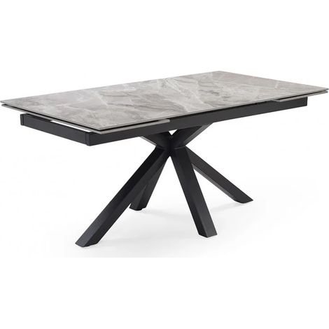 Table extensible 160/240 cm céramique gris marbré pied croix - DAKOTA 04 (1/5)